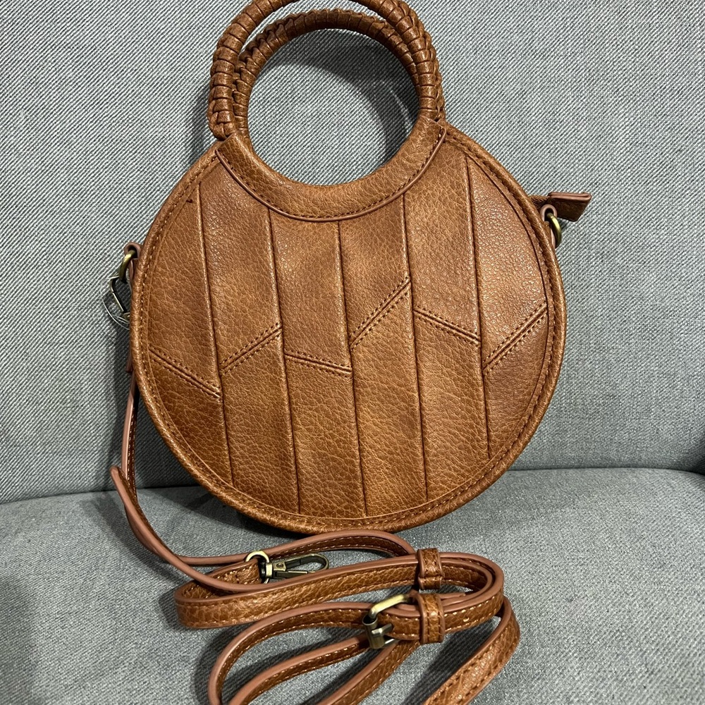 Brown Leather Circle Handbag